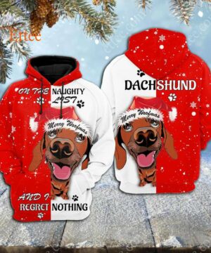 Dachshund Wiener Dog 3D Unisex Hoodie, On The Naughty List - Ettee - 3D