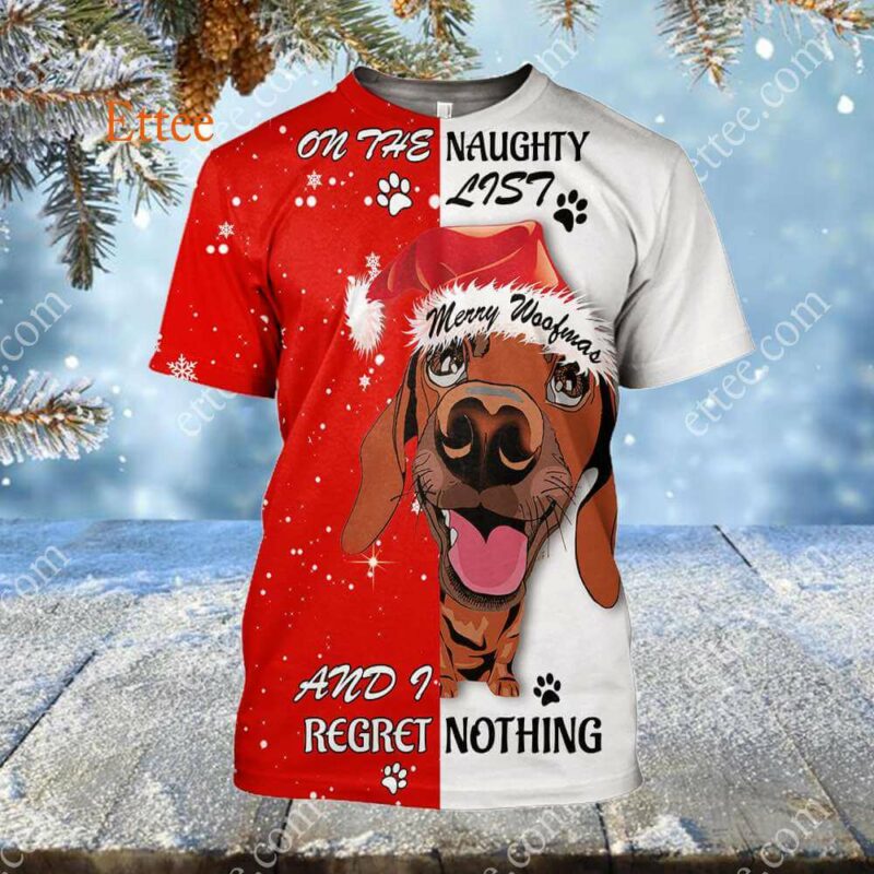 Dachshund Wiener Dog 3D Unisex Hoodie, On The Naughty List - Ettee - 3D