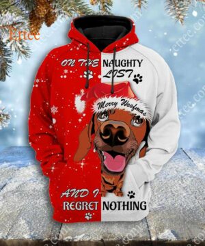 Dachshund Wiener Dog 3D Unisex Hoodie, On The Naughty List - Ettee - 3D