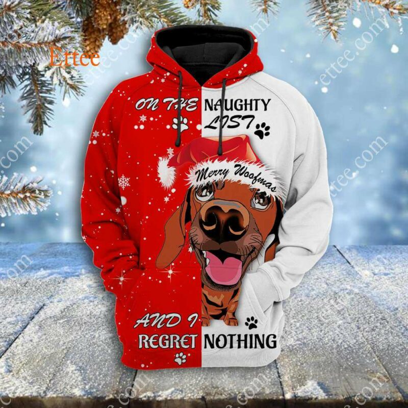 Dachshund Wiener Dog 3D Unisex Hoodie, On The Naughty List - Ettee - 3D