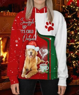 Golden Retriever 3D Unisex Hoodie, Snuggle Up It's Cold Outside - Ettee - 3D