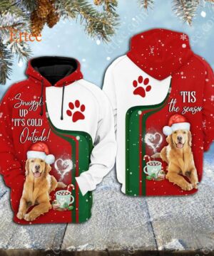 Golden Retriever 3D Unisex Hoodie, Snuggle Up It's Cold Outside - Ettee - 3D