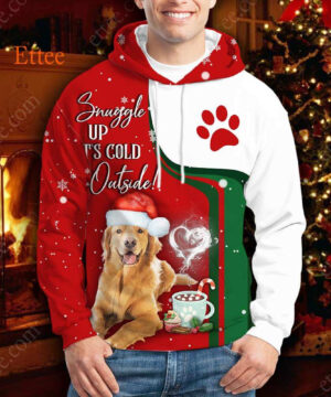 Golden Retriever 3D Unisex Hoodie, Snuggle Up It's Cold Outside - Ettee - 3D