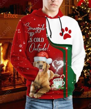 Golden Retriever 3D Unisex Hoodie, Snuggle Up It's Cold Outside - Ettee - 3D