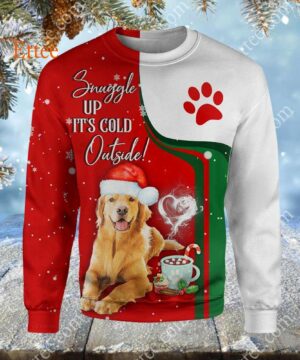 Golden Retriever 3D Unisex Hoodie, Snuggle Up It's Cold Outside - Ettee - 3D