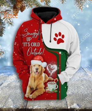 Golden Retriever 3D Unisex Hoodie, Snuggle Up It's Cold Outside - Ettee - 3D