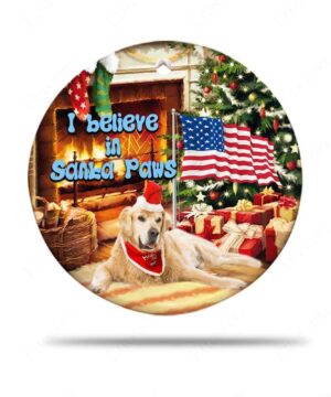 Golden Retriever Ceramic Ornament, I Believe In Santa Paws - Ettee - Ceramic ornament