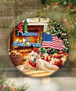 Golden Retriever Ceramic Ornament, I Believe In Santa Paws - Ettee - Ceramic ornament