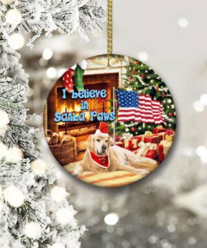 Golden Retriever Ceramic Ornament, I Believe In Santa Paws - Ettee - Ceramic ornament