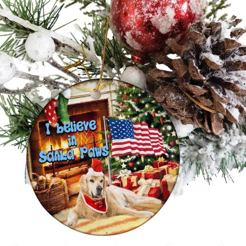 Golden Retriever Ceramic Ornament, I Believe In Santa Paws - Ettee - Ceramic ornament