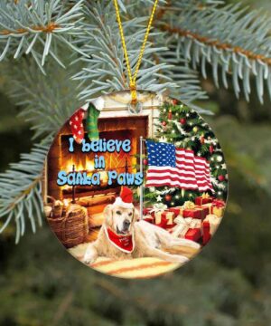 Golden Retriever Ceramic Ornament, I Believe In Santa Paws - Ettee - Ceramic ornament