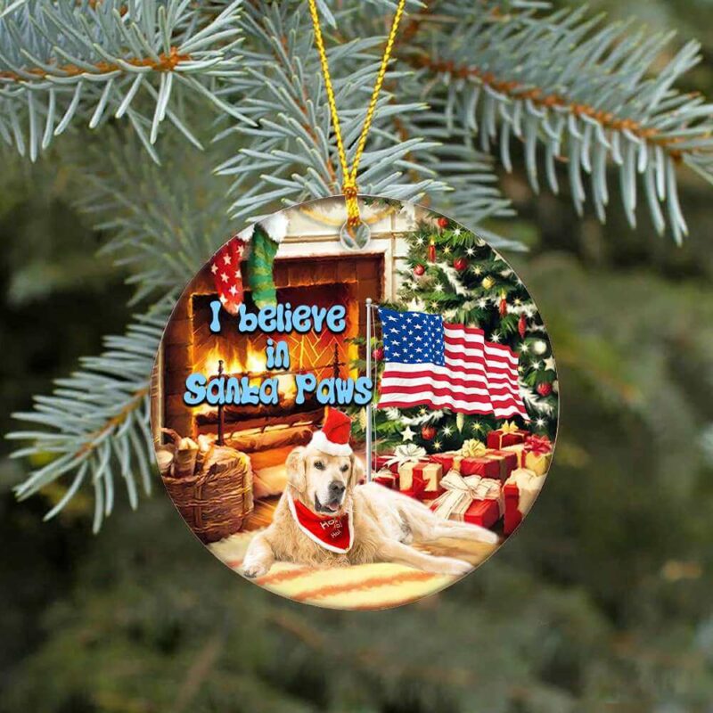 Golden Retriever Ceramic Ornament, I Believe In Santa Paws - Ettee - Ceramic ornament