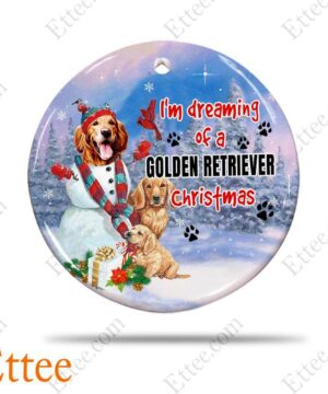 Golden Retriever Ceramic Ornament, I'm Dreaming Golden Retriever Christmas - Ettee - Ceramic Golden Retriever