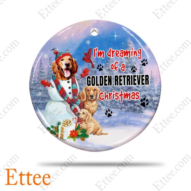 Golden Retriever Ceramic Ornament, I'm Dreaming Golden Retriever Christmas - Ettee - Ceramic Golden Retriever