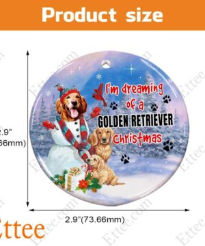 Golden Retriever Ceramic Ornament, I'm Dreaming Golden Retriever Christmas - Ettee - Ceramic Golden Retriever