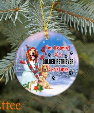 Golden Retriever Ceramic Ornament, I'm Dreaming Golden Retriever Christmas - Ettee - Ceramic Golden Retriever