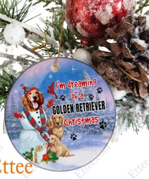 Golden Retriever Ceramic Ornament, I'm Dreaming Golden Retriever Christmas - Ettee - Ceramic Golden Retriever