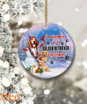 Golden Retriever Ceramic Ornament, I'm Dreaming Golden Retriever Christmas - Ettee - Ceramic Golden Retriever