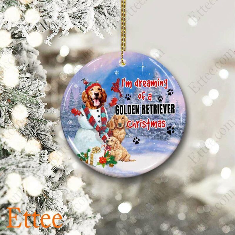 Golden Retriever Ceramic Ornament, I'm Dreaming Golden Retriever Christmas - Ettee - Ceramic Golden Retriever