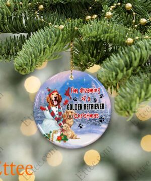 Golden Retriever Ceramic Ornament, I'm Dreaming Golden Retriever Christmas - Ettee - Ceramic Golden Retriever