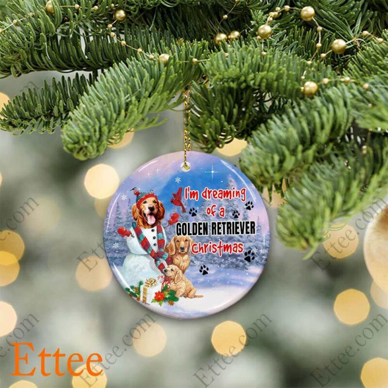 Golden Retriever Ceramic Ornament, I'm Dreaming Golden Retriever Christmas - Ettee - Ceramic Golden Retriever