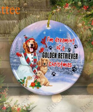 Golden Retriever Ceramic Ornament, I'm Dreaming Golden Retriever Christmas - Ettee - Ceramic Golden Retriever