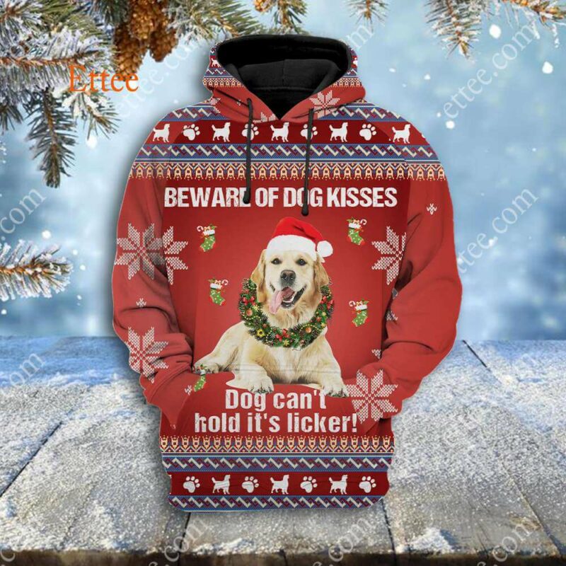 Golden Retriever Licker 3D Unisex Hoodie, Beware Of Dog Kisses - Ettee - 3D