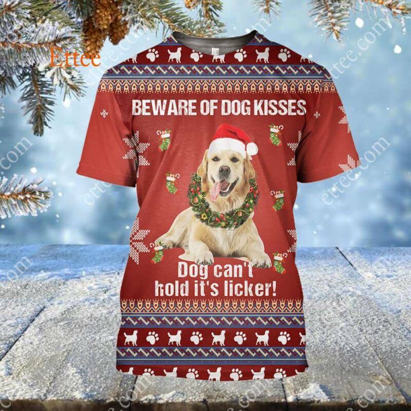 Golden Retriever Licker 3D Unisex Hoodie, Beware Of Dog Kisses - Ettee - 3D