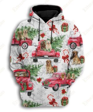 Golden Retriever Red Truck 3D Unisex Hoodie, 2022 Dog Gift - Ettee - 2022