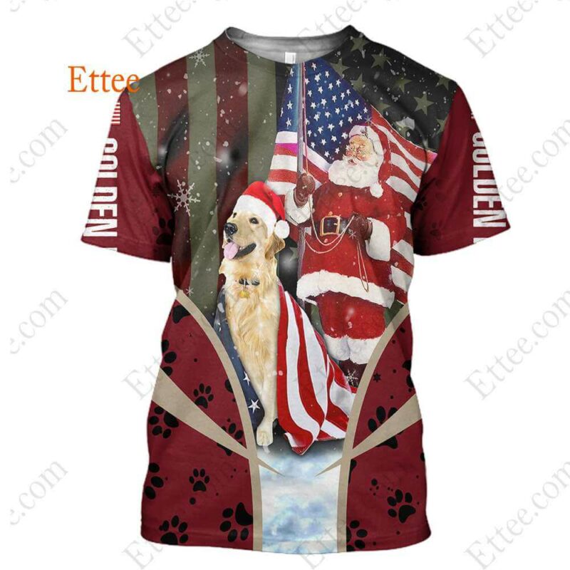 Golden Retriever Santa Claus 3D Unisex Hoodie, US Dog Gift 2022 - Ettee - 2022