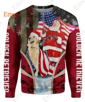 Golden Retriever Santa Claus 3D Unisex Hoodie, US Dog Gift 2022 - Ettee - 2022