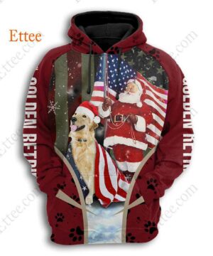 Golden Retriever Santa Claus 3D Unisex Hoodie, US Dog Gift 2022 - Ettee - 2022