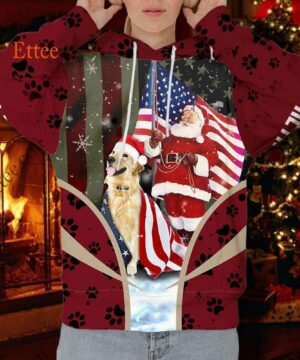 Golden Retriever Santa Claus 3D Unisex Hoodie, US Dog Gift 2022 - Ettee - 2022