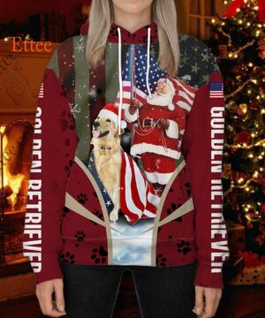 Golden Retriever Santa Claus 3D Unisex Hoodie, US Dog Gift 2022 - Ettee - 2022