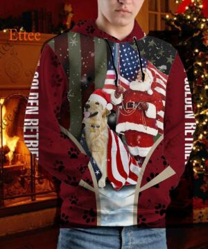 Golden Retriever Santa Claus 3D Unisex Hoodie, US Dog Gift 2022 - Ettee - 2022