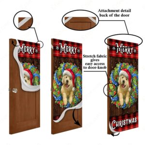 Golden Retriever Wreath Door Cover, Christmas Decoration - Ettee - christmas
