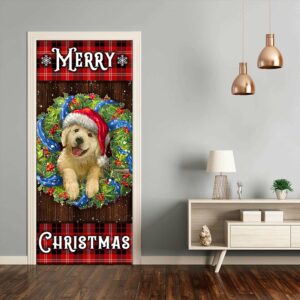 Golden Retriever Wreath Door Cover, Christmas Decoration - Ettee - christmas