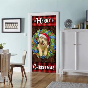 Golden Retriever Wreath Door Cover, Christmas Decoration - Ettee - christmas