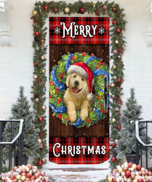 Golden Retriever Wreath Door Cover, Christmas Decoration - Ettee - christmas