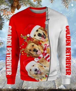 Golden Retrievers Merry Christmas 3D Unisex Hoodie - Ettee - 3D