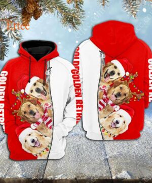 Golden Retrievers Merry Christmas 3D Unisex Hoodie - Ettee - 3D