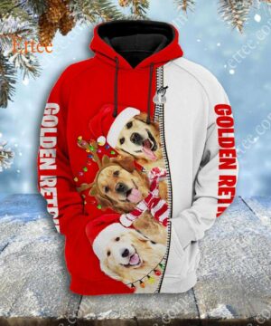 Golden Retrievers Merry Christmas 3D Unisex Hoodie - Ettee - 3D