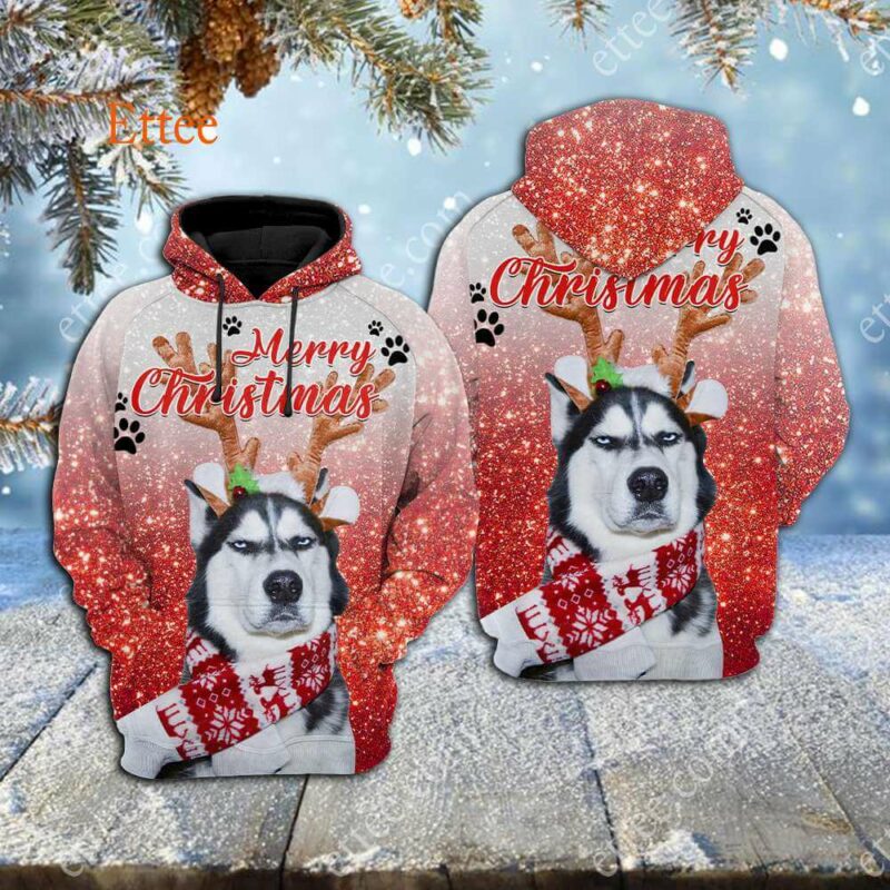 Grinch-like Siberian Husky 3D Unisex Hoodie, Unique Custom Dog Gift - Ettee - 3D