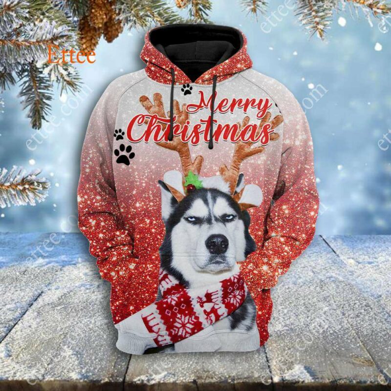 Grinch-like Siberian Husky 3D Unisex Hoodie, Unique Custom Dog Gift - Ettee - 3D