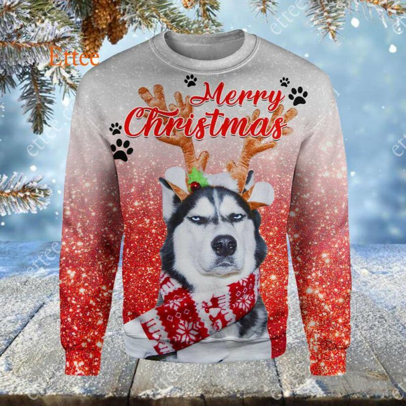 Grinch-like Siberian Husky 3D Unisex Hoodie, Unique Custom Dog Gift - Ettee - 3D