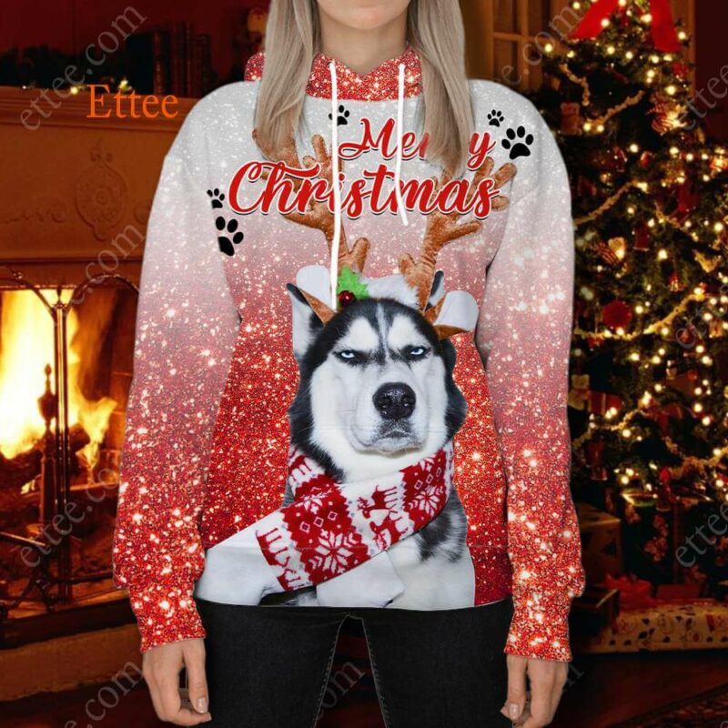 Grinch-like Siberian Husky 3D Unisex Hoodie, Unique Custom Dog Gift - Ettee - 3D