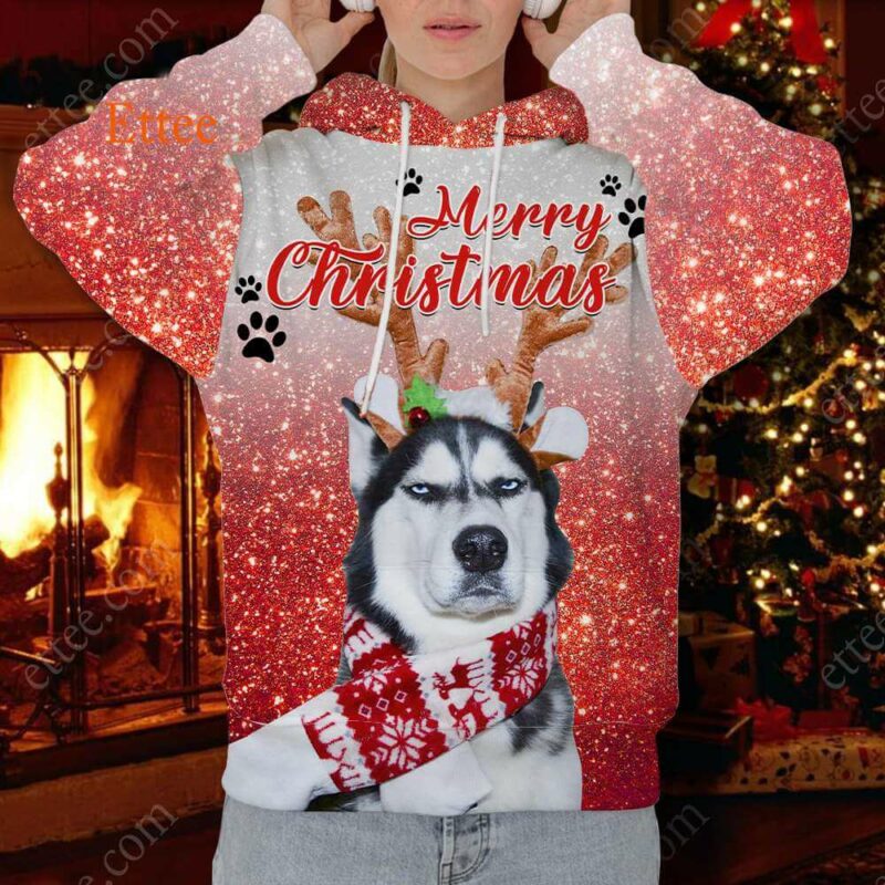 Grinch-like Siberian Husky 3D Unisex Hoodie, Unique Custom Dog Gift - Ettee - 3D