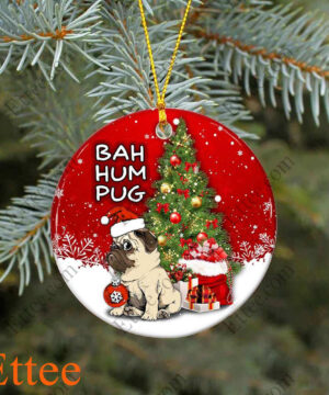 Pug Dog Ceramic Ornament, Bah Hum Pug Christmas Gift - Ettee - Bah Hum Pug