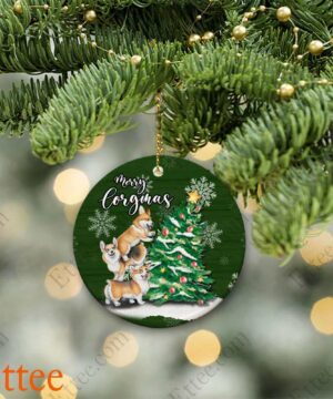 Corgi Dogs Ceramic Ornament, Christmas Tree - Ettee - Animal Ornament