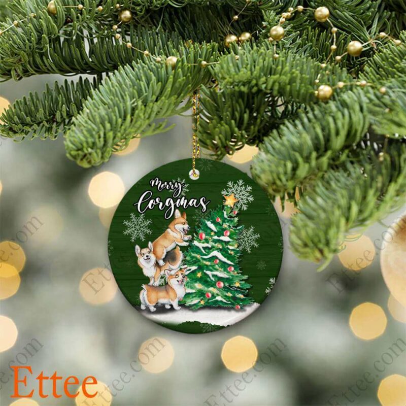 Corgi Dogs Ceramic Ornament, Christmas Tree - Ettee - Animal Ornament